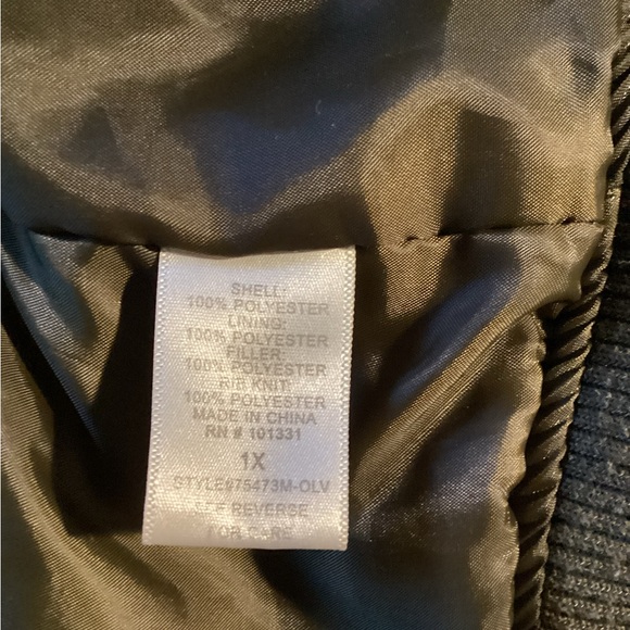 Charlotte Russe Olive Green Bomber Jacket 1X with Gold Hardware/Zippers - Picture 10 of 10